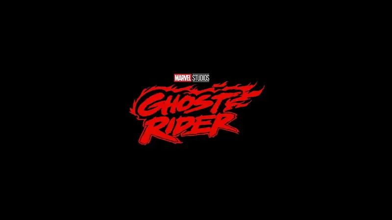 The red flame-style Ghost Rider logo with the Marvel Studios mark on a black background