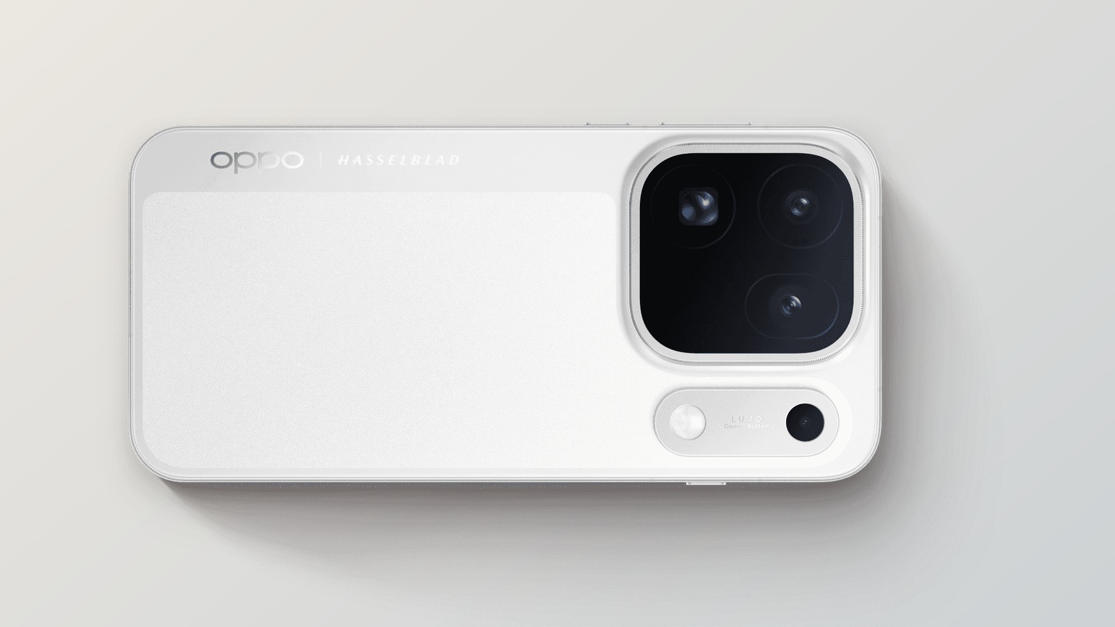 OPPO Find X10 Pro Max in white seen from the back with its square triple camera module and Hasselblad branding