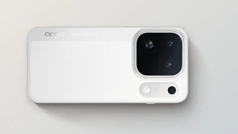 OPPO Find X10 Pro Max in white seen from the back with its square triple camera module and Hasselblad branding