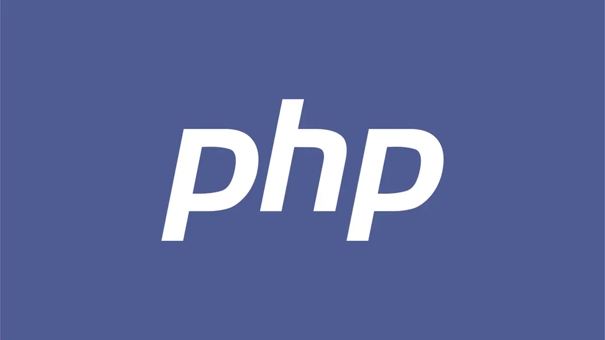 The official white PHP logo on a blue-violet background