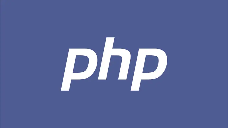 The official white PHP logo on a blue-violet background